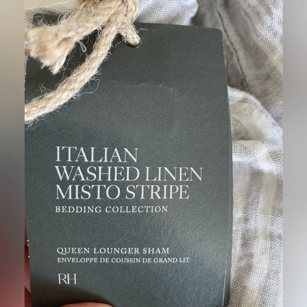NWT Restoration Hardware Italian Washed Linen Misto Stripe Queen Lounger…